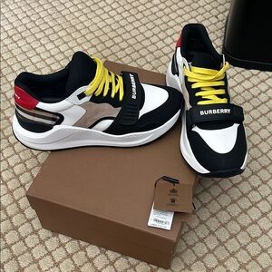 Burberry Multicolor Men's Sneakers with Yellow Laces